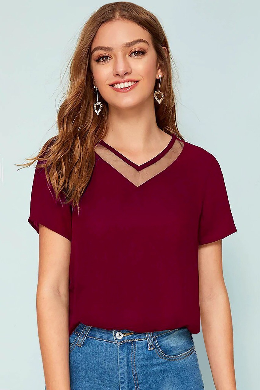 Half Sleeves V Neck T-Shirt